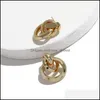 Urok mody projektowe podwójne koła węzły kolczyki złoto metalowe ucho dla kobiet para para duży okrągły oświadczenie hurtowe dostarczenie ot8oj