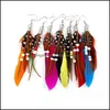 Cuelga la lámpara Bohemia Sier Color pendientes de plumas cuentas para mujeres fiesta pasarela colgante Boucles Colorf plumas entrega de gota