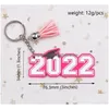 Keychains Bedanyards 2022 Graduação acrílica Keychain Tassel Letter Pingente Bag Decoration Key Ring Drop Deliver