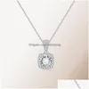 Colliers pendants TRENDY S925 Sterling Sier Princess Square Moissanite Collier Femmes Bijoux Plaqué 18K Gold Diamond Birthday Drop Dhmda