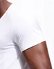 Men's T Shirts Deep V Neck Shirt For Men Low Cut Vneck Wide Vee Tee Male Tshirt Invisible Undershirt Model Scoop Hem Slim Fit Short Sleeve