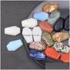 Stein Natürliche Kristallornamente Sargform Reiki Heilung Chakra Quarz Mineral Trommelsteine Handstück Heimdekoration Zugang Dhknq