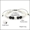 Hilos de cuentas 8 mm Pulseras de cuentas de piedra de lava negra Ojo de tigre natural Roca volcánica Con cuentas Cuerdas de mano Difusor Elástico Yoga Chakr Otdh5