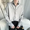 Mens Casual skjortor Mens skjorta Casual Longsleeved Bluses Spring Autumn Korean Style Vintage Cardigan Top Solid Color Overdized Loose Male Clothes 230114