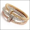 Charm Bracelets 3 Color/Set Tree Of Life Women Crystal Crown Musical Elephant Key Lock Owl Wrap Bracelet For Men Jewelry Bk Drop Deli Ot6Pn