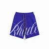 Hommes Femmes Version Lâche Bleu Vert Noir Tricot Rhude Court Cordon Culotte Lettre Jacquard Short 56h7 U1PR