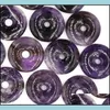 Stone 10Pcs/Lot 20Mm 30Mm 40Mm Natural Amethyst Beads Donuts Shape Loose For Jewelry Making Ring Circle Pendants C3 Drop Delivery Dh5Kn