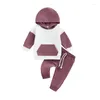 Kledingsets geboren babymeisjes jongens kleding herfst winter outfit lange mouw patchwork hoodies solide kleur trekkoord broek