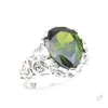 Solitaire Ring 10 PC/Lot Womens Wedding Jewelry Rings Est Drop Green Peridot Gems 925 Sterling Sier Plated High Quality Gift Deliver Dhrof