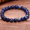 Strand Beaded Strands Natural 8mm Lapis Lazuli Beads Bracciali Unisex Elastico Bangle Stone Round Bracciale Per Uomo Donna Gioielli RegaliBeaded