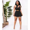 Women's Tracksuits Workout Women Two 2 Piece Set Outfit Sweatsuit 2023 Crop Top And Pleated Shorts Matching Street Basic