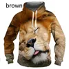 Sweats à capuche pour hommes Sweat-shirt drôle d'animal 3D Tiger Lion Mode Sweat à capuche imprimé Pulls décontractés