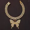 Fußkettchen Rapper Männer Schmetterling Große Fußkettchen Dick Großhandel Für Frauen Armband Strass Cuban Link Iced Out Kette Anhänger Schmuck