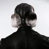 Berets Real Fur Bomber Hats For Men Thicken Trapper's Flight Hat Male Caps Winter Rex Flying Gunuine Leather