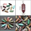 Arts And Crafts Natural Stone Hexagon Column Charms Quartz Crystal Chakra Reiki Healing Pendant For Diy Necklace Earrings Accessorie Dhtda