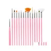 Pennelli per trucco Pennello per unghie per manicure Gel Art 15Pcs / Set Ombre Gradient Polish Painting Ding Drop Delivery Salute Strumenti di bellezza Accesso Dh7Vg