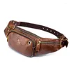 Taillenbeutel Wen Gebuine Lederbeutel Großer Fanny Pack Multifunktionaler Schulter Brust Mode Telefongürtel Vintage -Geldbeutel Beutel