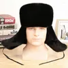 Berets Mink Hat Male Middle-aged And Elderly Imported Whole Northeast Leather Ear Protection Warm Lei Feng Cotton