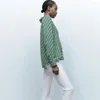 Blouses femininas 2023 Early Autumn Fashion Fashion Casual Lappel Padrão geométrico de camisa impressa de mangas compridas