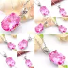 Pendant Necklaces 10 Pcs Wholesale For Woman Pink Zircon Jewelry Pendants Classic Oval 925 Sier Bridal Drop Delivery Dhecw