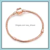 Charm Armbänder Rose Gold Basic Schlangenkette Armband Frauen Männer Magnetverschluss Armreif für europäische Perlen Schmuckherstellung 1721 cm Drop De Ot4F6