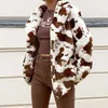 Frauen Pelz Faux Mäntel Warme Frau Jacke Leopard Print Casual Lose 2023 Winter Streetwear Y2K Mode Outwear Weibliche Flauschigen mäntel