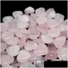 Stein 25 x 12 mm natürlicher rosa Rosenquarz weißer Kristall-Herz-Ornament Chakra-Heilung Reiki-Perlen für Schmuckherstellung DIY-Geschenkdekoration Dh4Q7