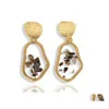 Dangle Chandelier Creative Retro Alloy Transparent Inlaid Broken Shell Earrings Geometric Irregar Female Personality Fashion Ear J Dh2Qo