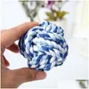 Dog Toys Chews Pet Puppy Cotton Chew Knot Rope Interactive Durable Ball Shaped Braided Toy Drop Delivery Home Garden Supplies Dhgqk