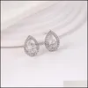 Stud 925 Sier Pin Cubic Zirconia Waterdrop Orecchini Per Le Donne Ragazze Da Sposa Fashion Party Wedding Designer Gioielli Drop Delivery Dht2Z