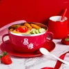 Bowls Bowl Noodle Stainlesssoup Steel Lid Lunch Noodles Box Cereal Ramen Pasta Mug Handle Dessert Dinnerinstant Container Mixing