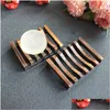 Soap Dishes Natural Wooden Bamboo Dish Tray Holder Storage Rack Plate Box Container For Bath Shower Bathroom Drop Delivery Home Gard Dh6Os