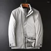 Men's Down Classic Grey Mens Jackets Luxury Medium Long Warm And Windproof Man Coats Winter Slim Fit Male Size 4XL