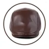 Berets 2023 Outdoor äkta läder Duckbill Boina Casual Hats för män/kvinnor Leisure Black/Brown 54-61cm monterad Cabbie Bonnet