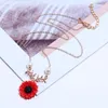 Pendant Necklaces Fashion Simple Exquisite Women's Ornament Choker Personality Creative Faux Pearl Metal Leaf Acrylic Sun Flower