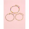 Ankiety mody biżuterii vintage Colorf Beaded Chain Metal zestaw kostki dla kobiety krążki krążkowe plażę 3PCS/zestaw Drop dostawa DHV9H