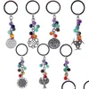 Keychains Lanyards 11 Style Boutique Desige Colorf Highgrade Car Key Ring Tree of Life 7Chakras Gemstone Natural Stone Beads Loves Dhuhu