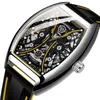 Relógios de punho Moda Men Mechanical Watch Skeleton Self Winding Silver Amarelo relógio Retângulo Relógio automático Relloj Hombrewristwatc