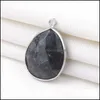 Charms Natural Black Flash Stone Charm Handmade Pendant For Necklace Jewelry Making Accessories Diy Drop Delivery Findings Components Otmyz