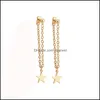 Dangle Chandelier Tassel Star Design Brincos de cor de cor de ouro ângulo de instrução longa Ear para mulheres mulheres Elgant Girls Wholesale J Otdkg