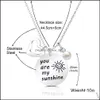 Colares pendentes Arrrivival You Are My Sunshine Pessoa Amigos Adoro Colar de coração Aço inoxidável para mulheres Casal Jewelry Gret Ot2re