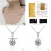 Anhänger Halsketten Trendy 925 Sterling Silber Wasser Tropfen Moissanit Halskette Frauen Überzogene Weißgold 1 D Farbe Vvs1 Necklacespendant De Dh9Jq