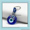 Porte-clés Butterfy Turtle Owl Palm Evil Eyes Porte-clés Porte-clés en métal Verre Lucky Blue Eye Pendentif Ornement Porte-clés pour Noël Dr Dhlot