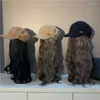 Berets 202312-shi Chic Drop Fashion Hat Patchwork Long Curly False Hair Lady Service Women Leisure Visors Cap