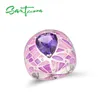 Brincos de pulseira Jóias de jóias de prata para mulheres Purple Pedra deslumbrante CZ RING ELEGENTE PHAMEL