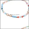 Linkketen Colorf Crystal Bead Anklets for Women Bohemia Charmie Anklet Bracelet Summer Sandaal enkel Bower voeten sieraden Geschenken Drop de ot7gn