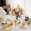 Ghirlande di fiori decorativi Champagne peonia fiore artificiale con bouquet per la decorazione della festa domestica di nozze Decorazione autunnale in seta finta