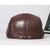 Berets Novelty Winter Warm Men's Cowhide Leather Natural Genuine Cap Simple Men Bone Brands Hats Dad's Snapback Caps