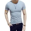 Men's T Shirts 2023 Summer Solid Color Round Neck Men's Short-sleeved T-shirt Slim V-neck Bottoming Shirt Handsome Tops