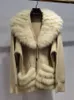 Pelliccia da donna 2023 Colletto reale da donna e taschino Patchwork Maglieria Cappotto maglione oversize di lusso autunno inverno moda donna